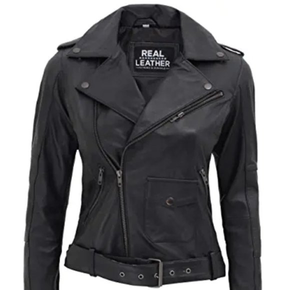 Motorcycle Style Womens Lambskin Leather Jackets